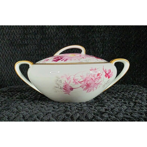 Vintage Noritake Pink Chrysanthemum Gold Trim 4 Pc Serving Set Japan 1950s-1960s - Picture 11 of 16